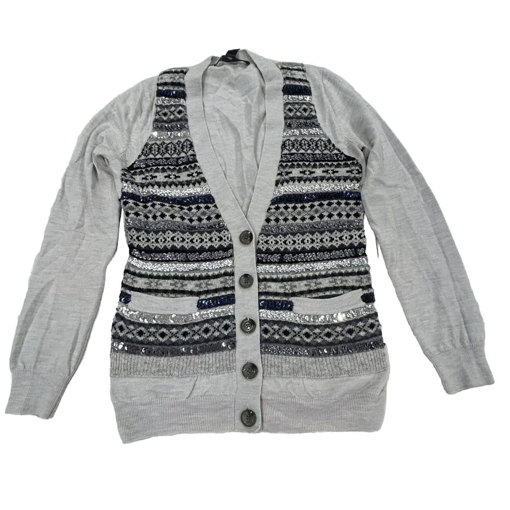 Marc By Marc Jacobs Cardigan Small Gray Black Sequined FLAWED